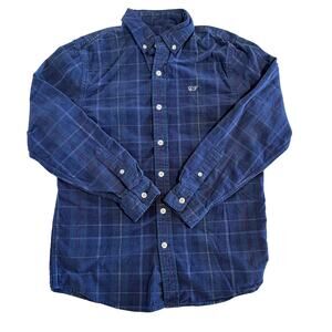 Boys Vineyard Vines Button Down Shirt Medium 12-14 Blue Plaid Long Sleeve
